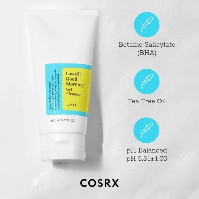 COSRX Low pH Good Morning Gel Cleanser – Żel oczyszczający o niskim pH do porannej pielęgnacji – 150ml COSRX Low pH Good Morning Gel Cleanser – Żel oczyszczający o niskim pH do porannej pielęgnacji – 150ml